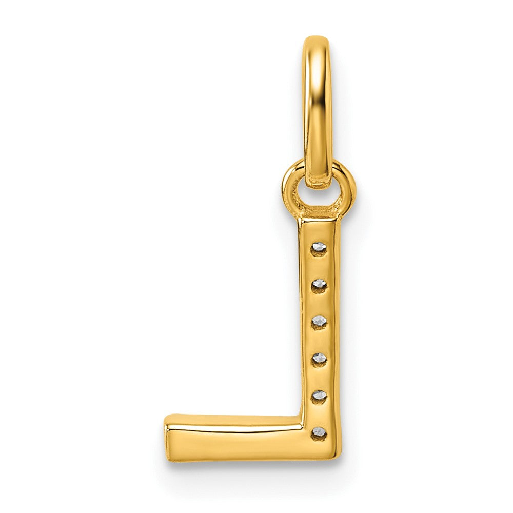 14K Gelbgold Gedreht.05 Ct. Diamant Initiale L Charm