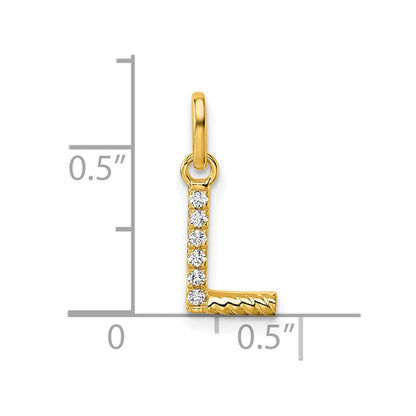 14K Gelbgold Gedreht.05 Ct. Diamant Initiale L Charm