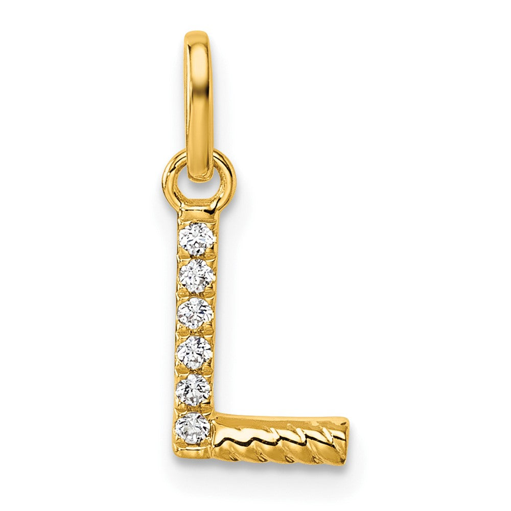 14K Gelbgold Gedreht.05 Ct. Diamant Initiale L Charm
