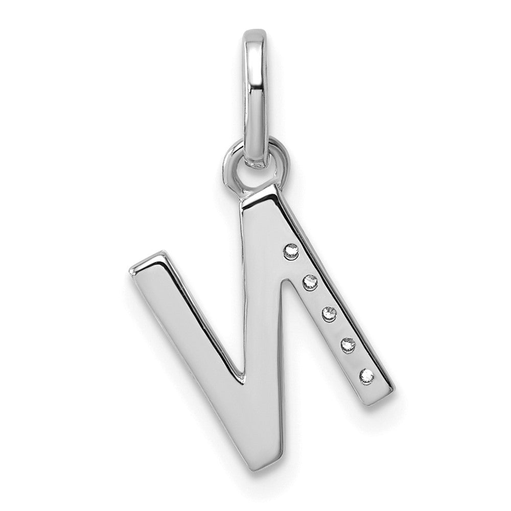 14K Weißgold Gedreht.05 Ct. Diamant Initiale N Charm
