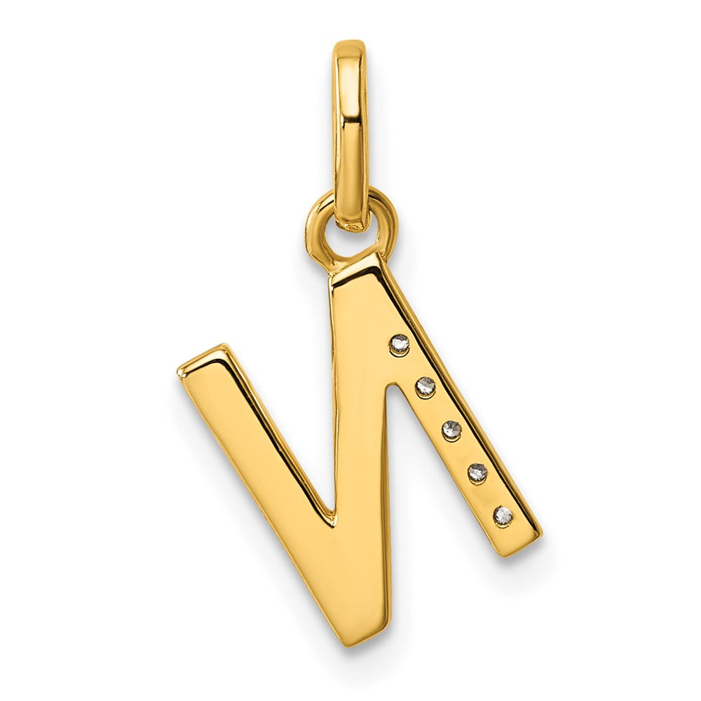 14K Gelbgold Gedreht.05 Ct. Diamant Initiale N Charm