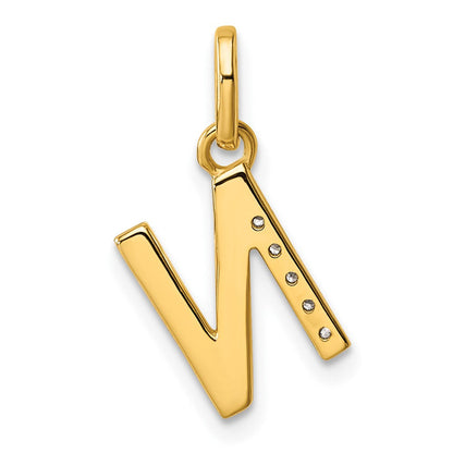 14K Gelbgold Gedreht.05 Ct. Diamant Initiale N Charm