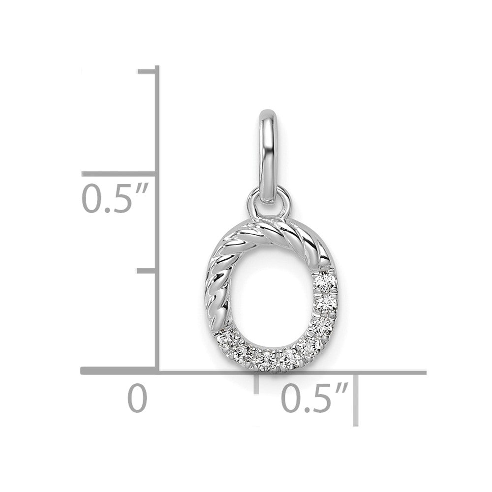 14K Weißgold Gedreht.07 Ct. Diamant Initiale O Charm