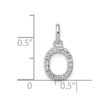 14K Weißgold Gedreht.07 Ct. Diamant Initiale O Charm
