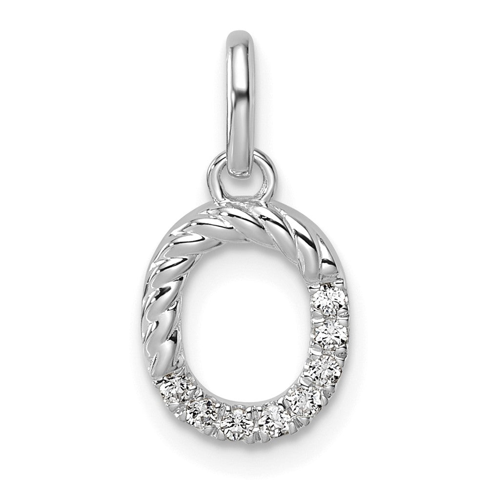 14K Weißgold Gedreht.07 Ct. Diamant Initiale O Charm