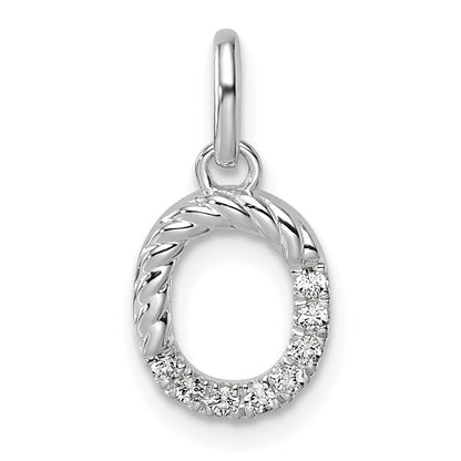 14K Weißgold Gedreht.07 Ct. Diamant Initiale O Charm