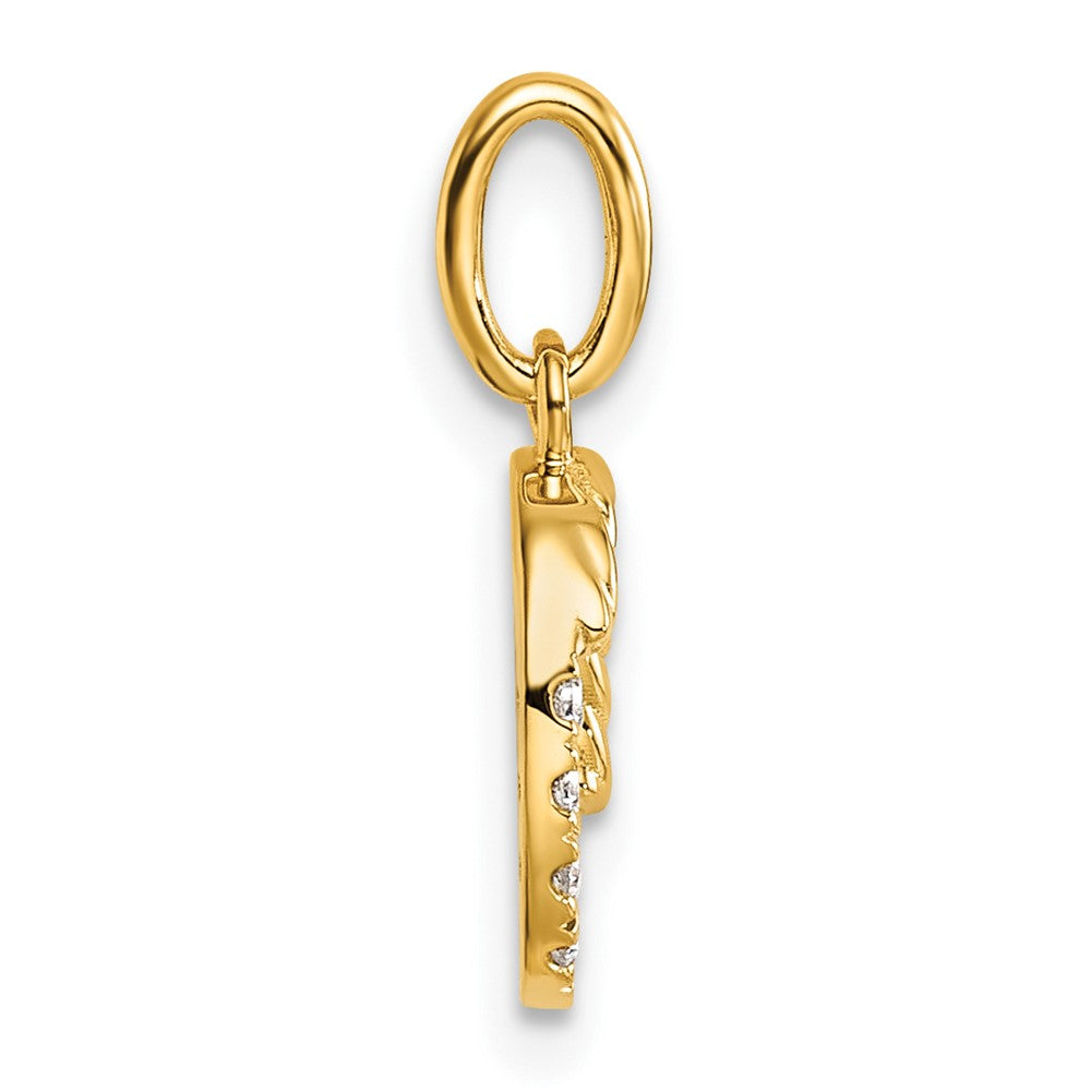 14K Gelbgold Gedreht.07 Ct. Diamant Initiale O Charm