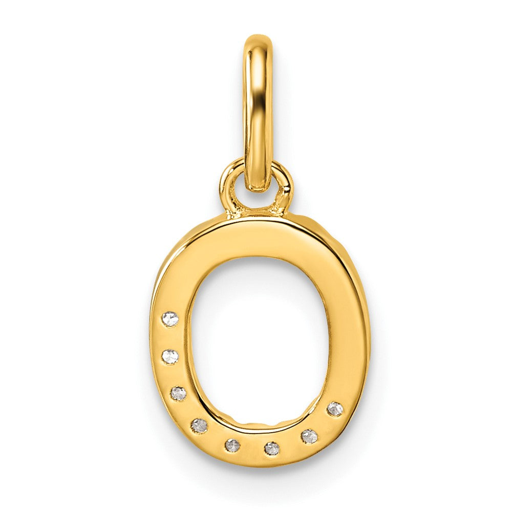 14K Gelbgold Gedreht.07 Ct. Diamant Initiale O Charm