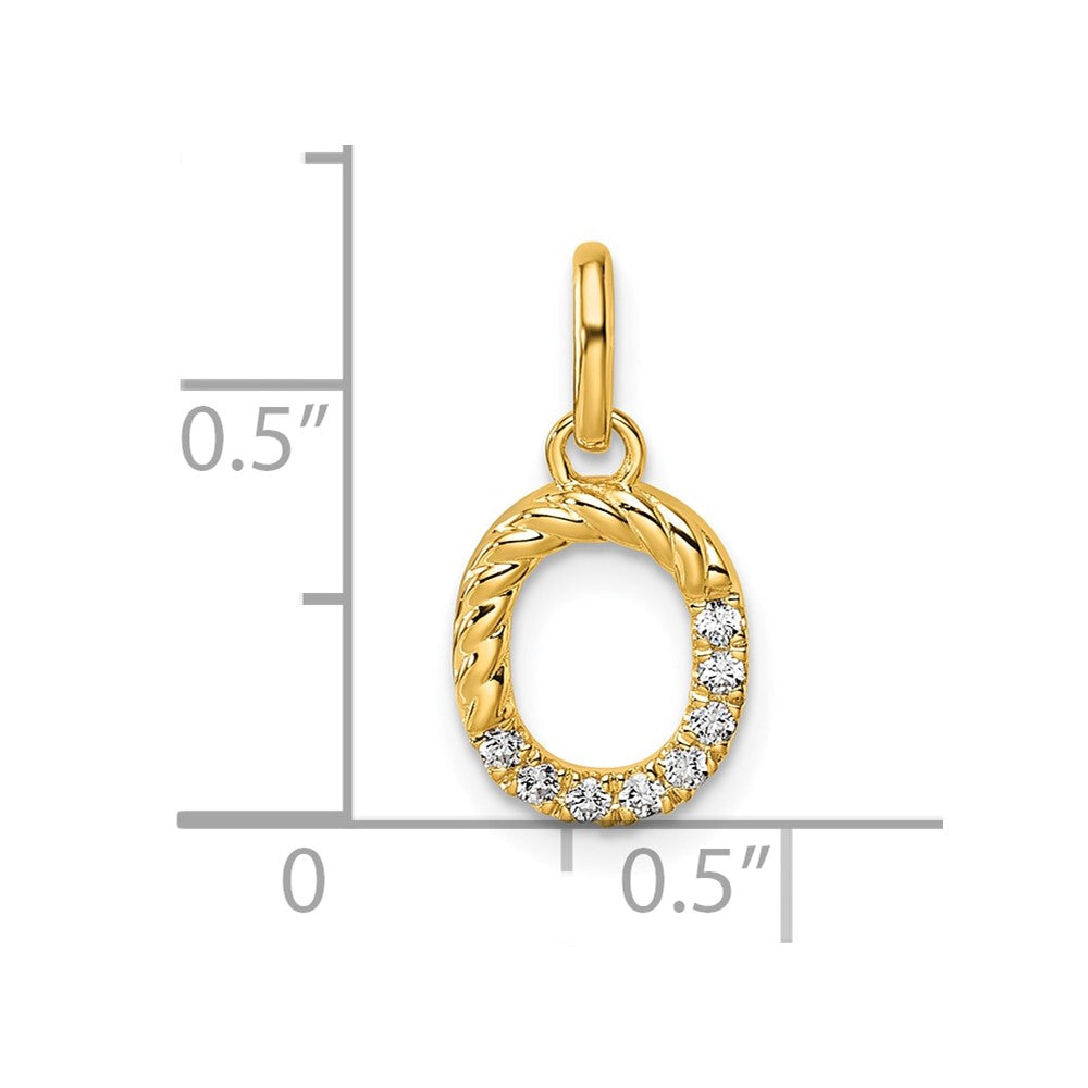 14K Gelbgold Gedreht.07 Ct. Diamant Initiale O Charm