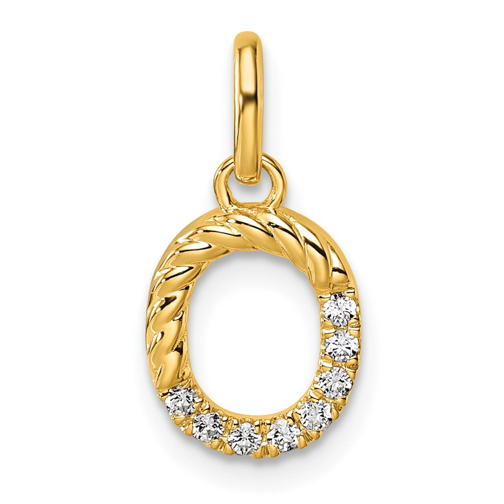 14K Gelbgold Gedreht.07 Ct. Diamant Initiale O Charm
