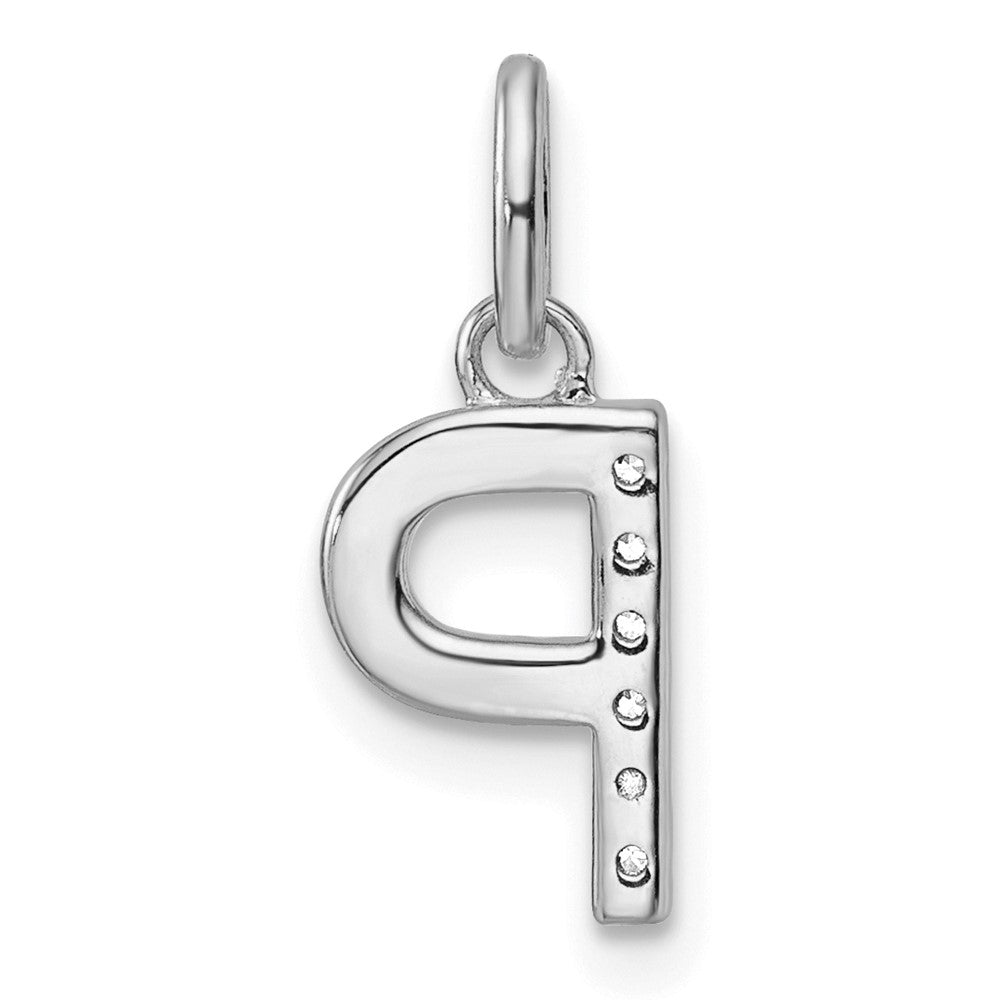 14K Weißgold Gedreht.05 Ct. Diamant Initiale P Charm