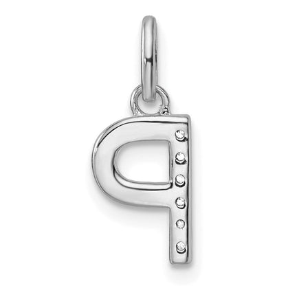 14K Weißgold Gedreht.05 Ct. Diamant Initiale P Charm