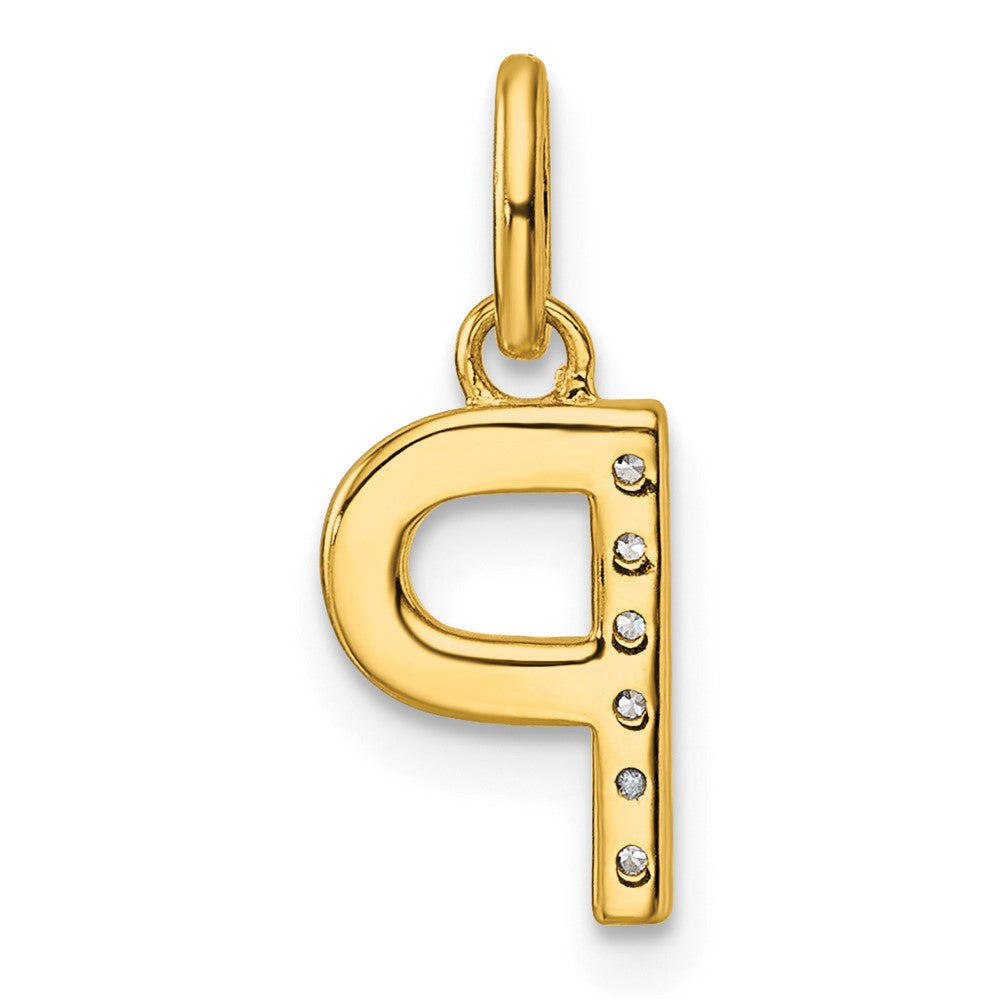 14K Gelbgold Gedreht.05 Ct. Diamant Initiale P Charm