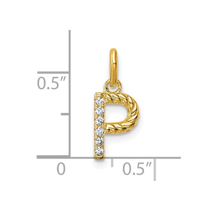 14K Gelbgold Gedreht.05 Ct. Diamant Initiale P Charm