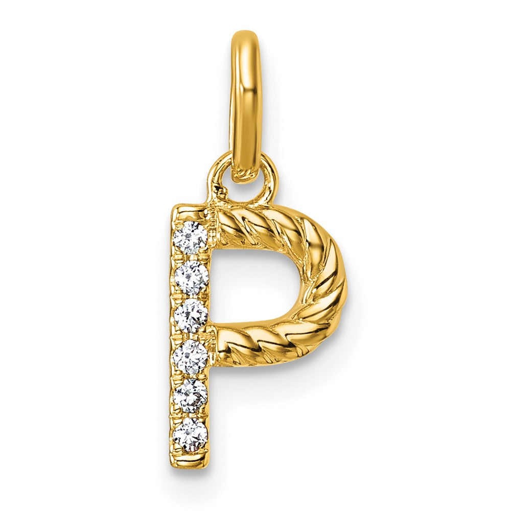 14K Gelbgold Gedreht.05 Ct. Diamant Initiale P Charm