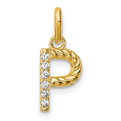 14K Gelbgold Gedreht.05 Ct. Diamant Initiale P Charm