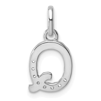 14K Weißgold Gedreht.07 Ct. Diamant Initiale Q Charm