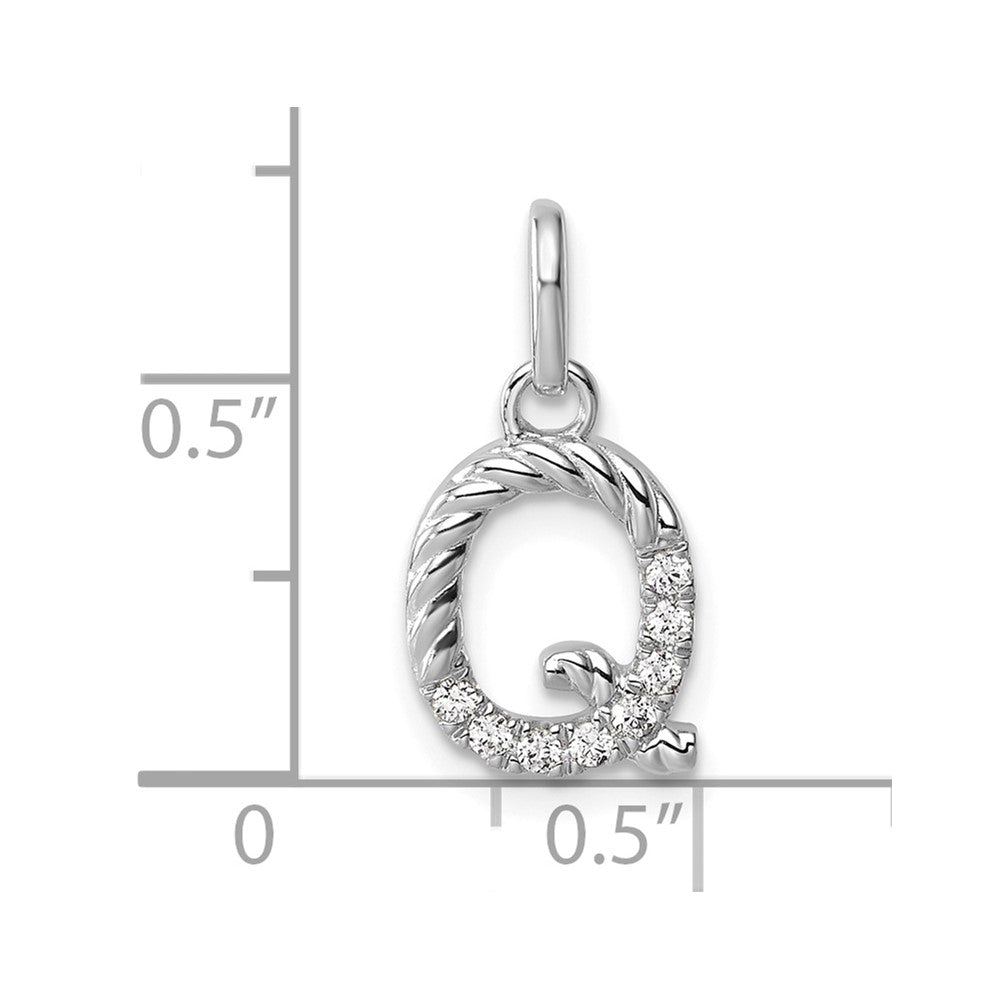 14K Weißgold Gedreht.07 Ct. Diamant Initiale Q Charm