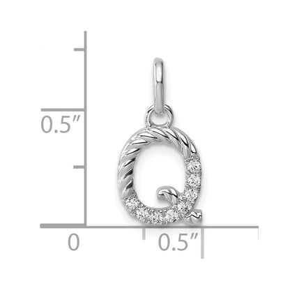 14K Weißgold Gedreht.07 Ct. Diamant Initiale Q Charm