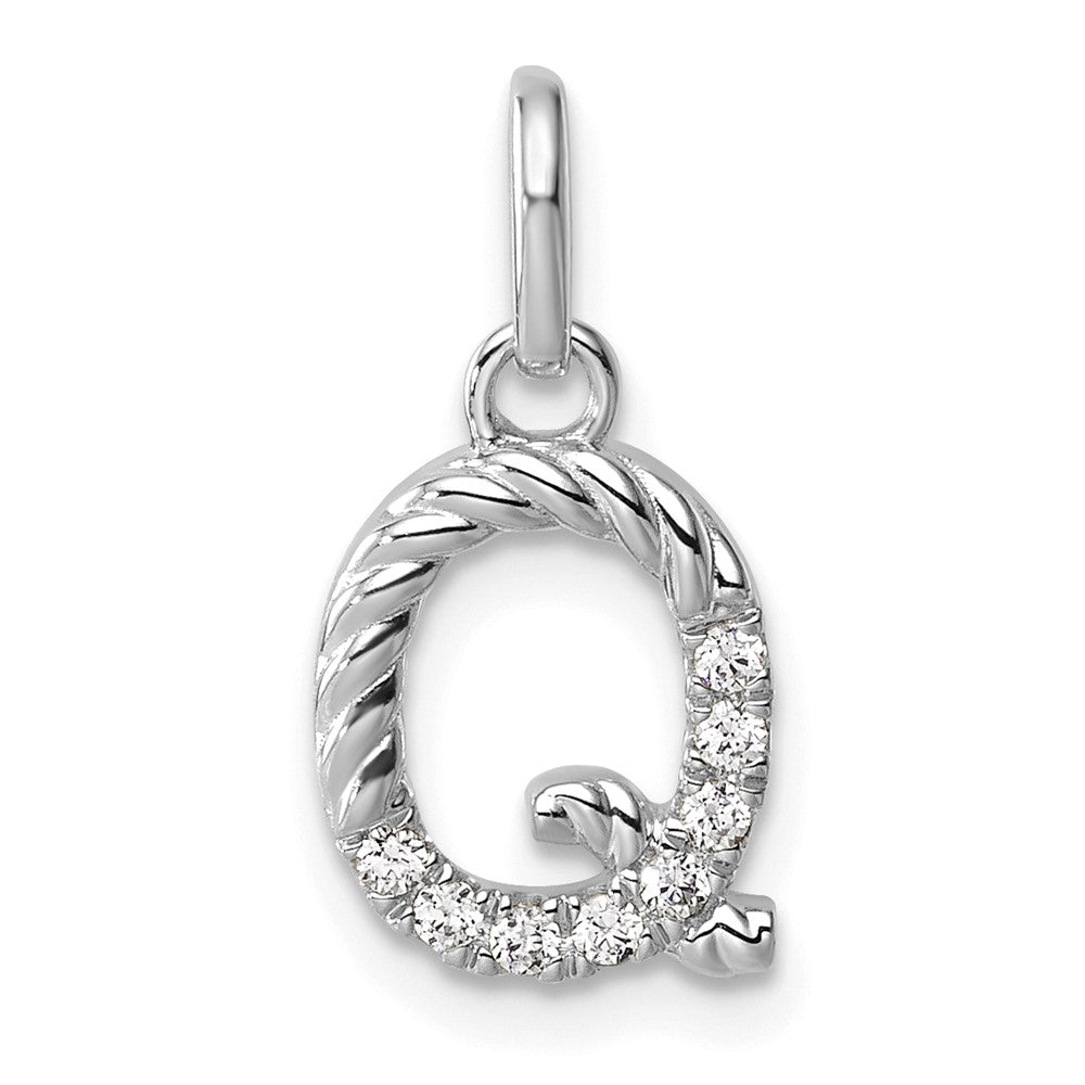 14K Weißgold Gedreht.07 Ct. Diamant Initiale Q Charm