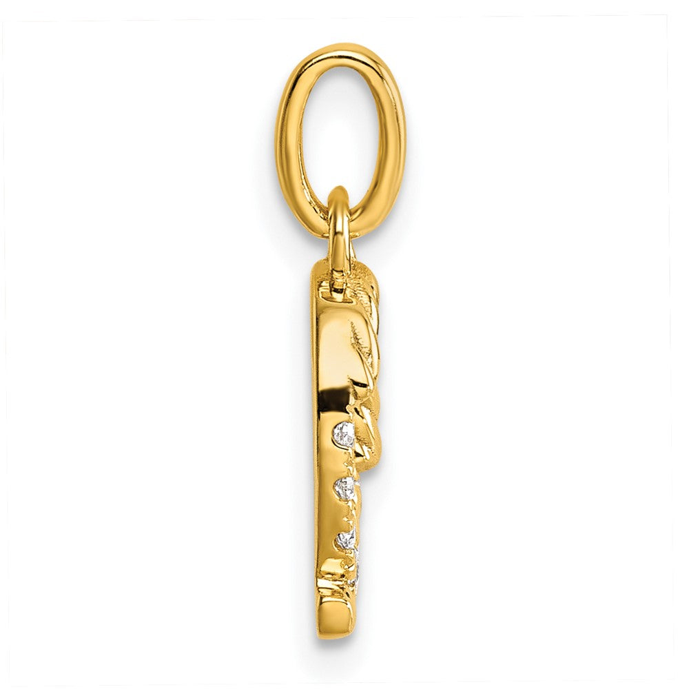14K Gelbgold Gedreht.07 Ct. Diamant Initiale Q Charm