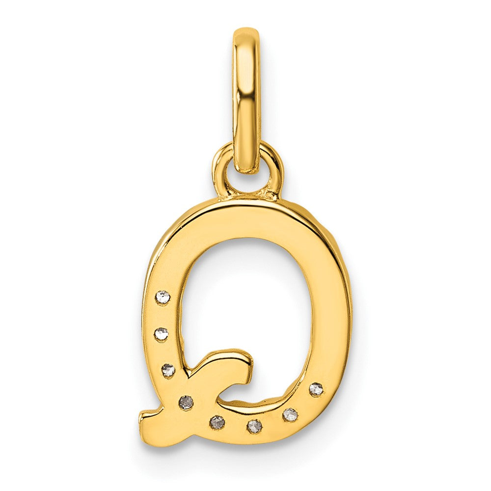 14K Gelbgold Gedreht.07 Ct. Diamant Initiale Q Charm