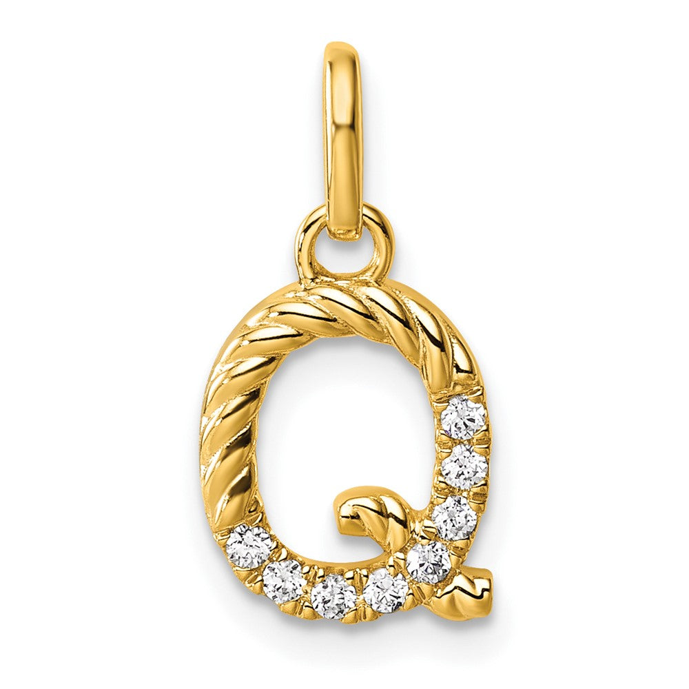 14K Gelbgold Gedreht.07 Ct. Diamant Initiale Q Charm