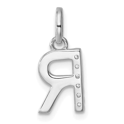 14K Weißgold Gedreht.05 Ct. Diamant Initiale R Charm