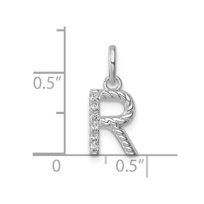 14K Weißgold Gedreht.05 Ct. Diamant Initiale R Charm