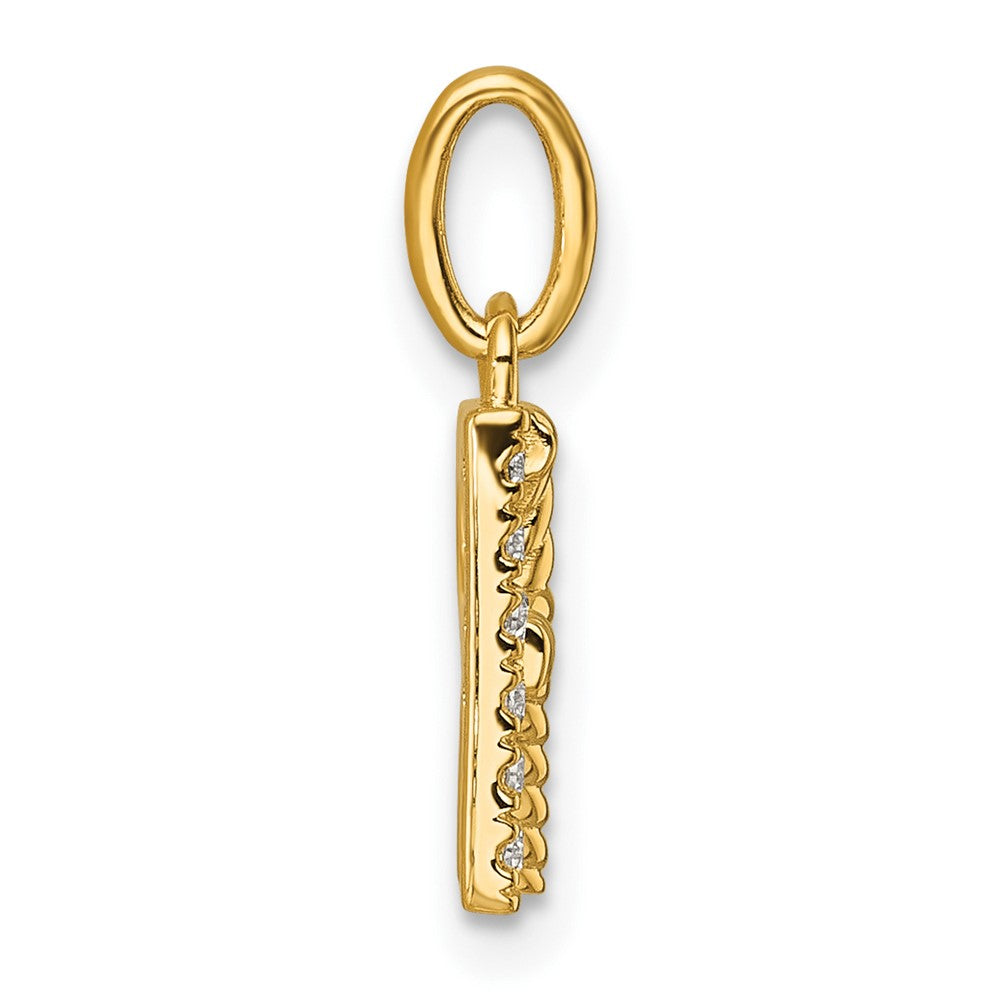 14K Gelbgold Gedreht.05 Ct. Diamant Initiale R Charm