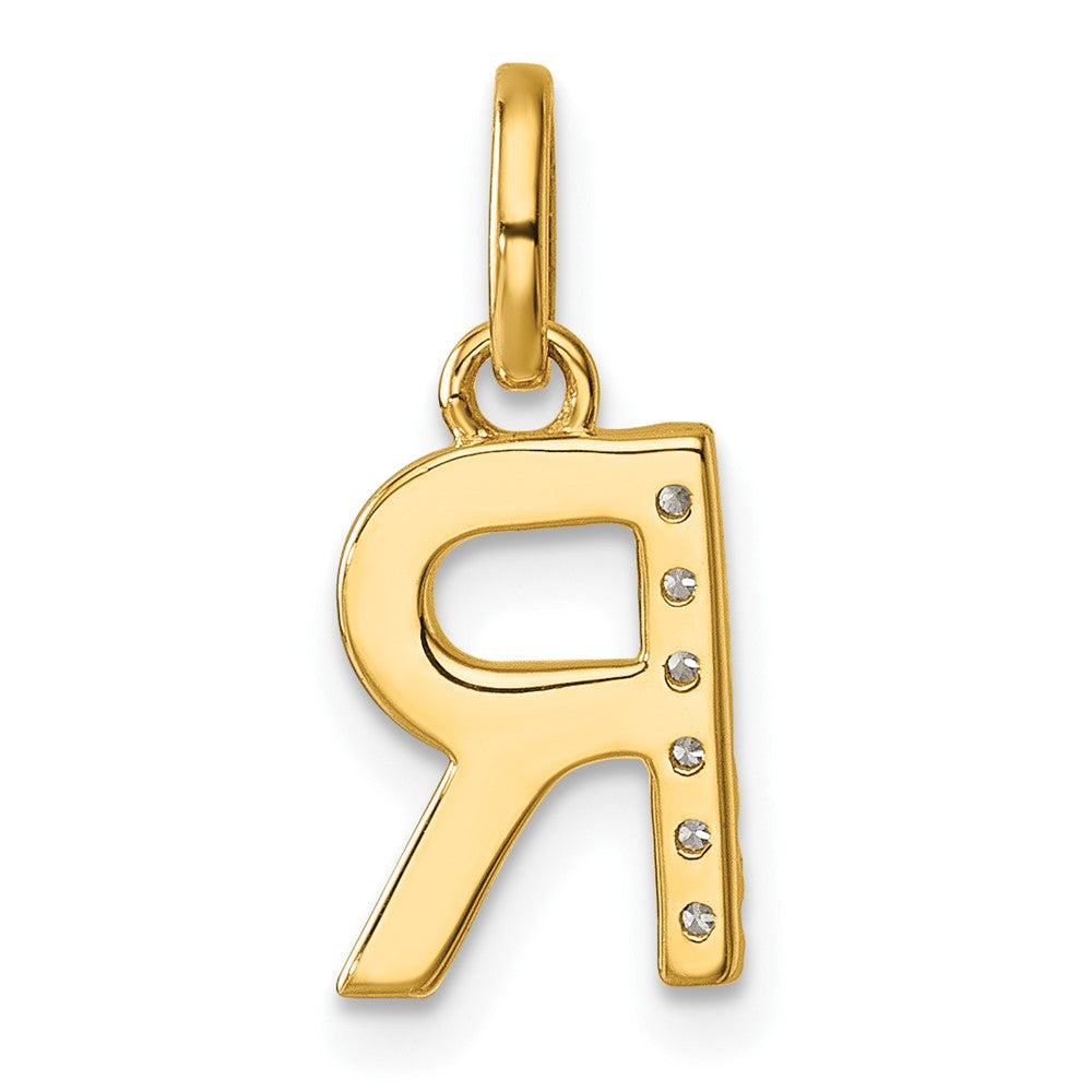 14K Gelbgold Gedreht.05 Ct. Diamant Initiale R Charm