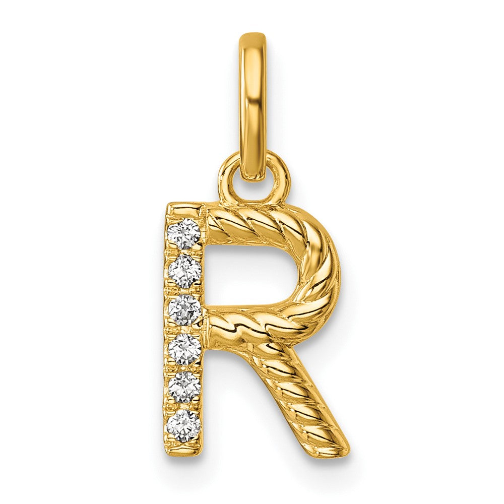 14K Gelbgold Gedreht.05 Ct. Diamant Initiale R Charm