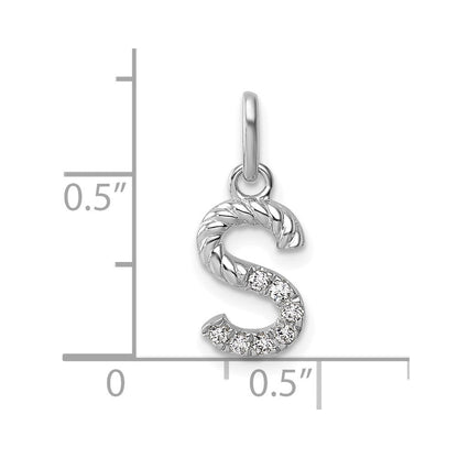 14K Weißgold Gedreht.07 Ct. Diamant Initiale S Charm