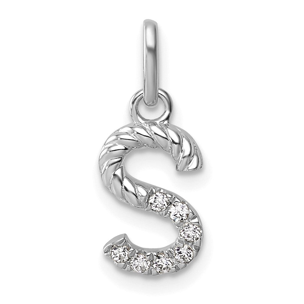 14K Weißgold Gedreht.07 Ct. Diamant Initiale S Charm