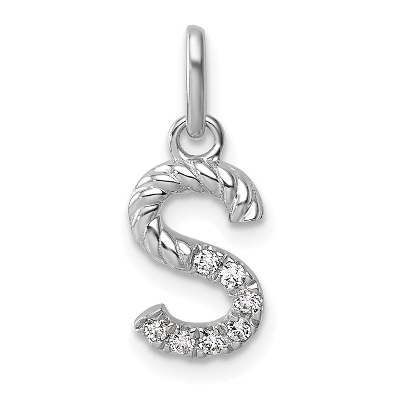 14K Weißgold Gedreht.07 Ct. Diamant Initiale S Charm