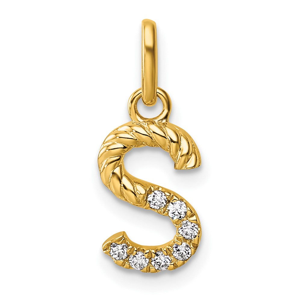 14K Gelbgold Gedreht.07 Ct. Diamant Initiale S Charm