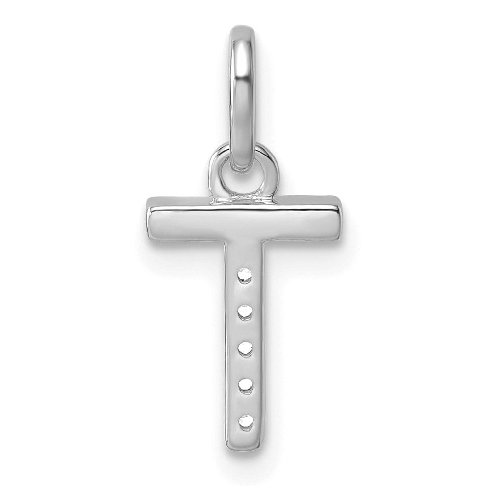 14K Weißgold Gedreht.05 Ct. Diamant Initiale T Charm