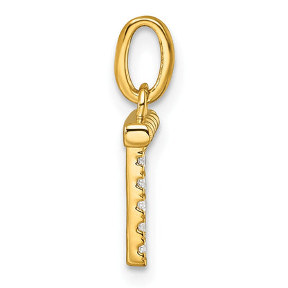 14K Gelbgold Gedreht.05 Ct. Diamant Initiale T Charm