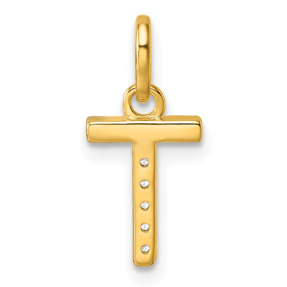 14K Gelbgold Gedreht.05 Ct. Diamant Initiale T Charm