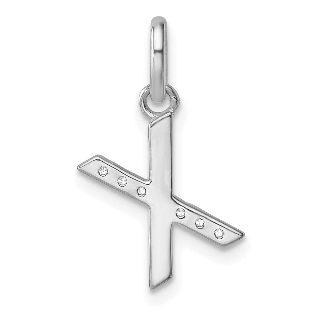14K Weißgold Gedreht.05 Ct. Diamant Initiale X Charm