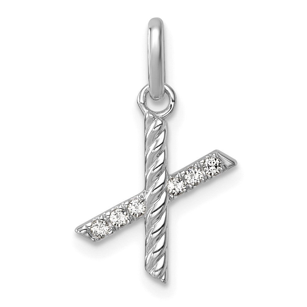 14K Weißgold Gedreht.05 Ct. Diamant Initiale X Charm