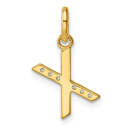 14K Gelbgold Gedreht.05 Ct. Diamant Initiale X Charm