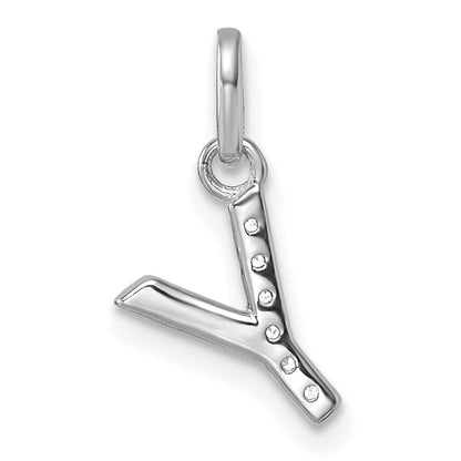 14K Weißgold Gedreht.05 Ct. Diamant Initiale Y Charm