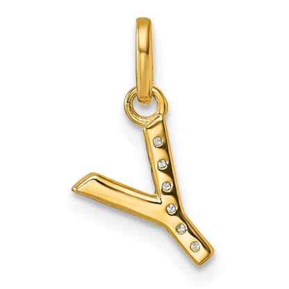 14K Gelbgold Gedreht.05 Ct. Diamant Initiale Y Charm