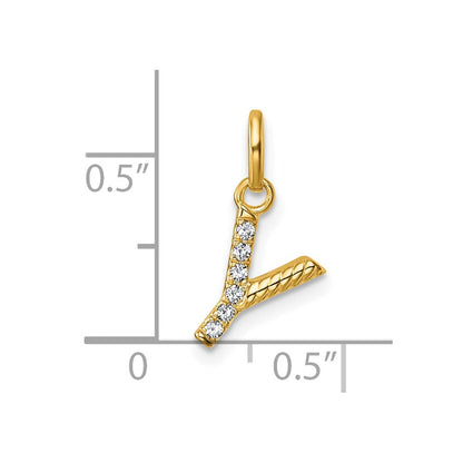 14K Gelbgold Gedreht.05 Ct. Diamant Initiale Y Charm