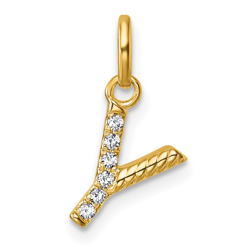 14K Gelbgold Gedreht.05 Ct. Diamant Initiale Y Charm