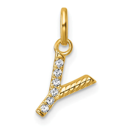 14K Gelbgold Gedreht.05 Ct. Diamant Initiale Y Charm