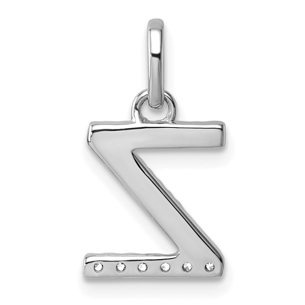 14K Weißgold Gedreht.05 Ct. Diamant Initiale Z Charm
