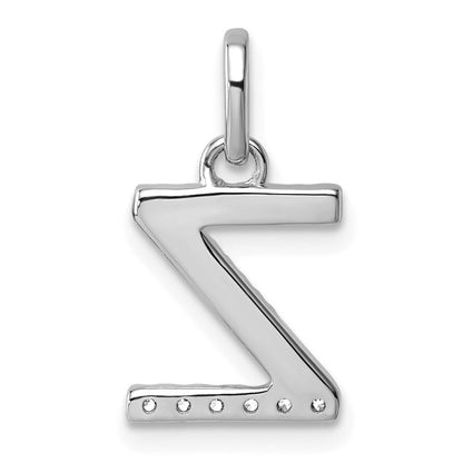 14K Weißgold Gedreht.05 Ct. Diamant Initiale Z Charm