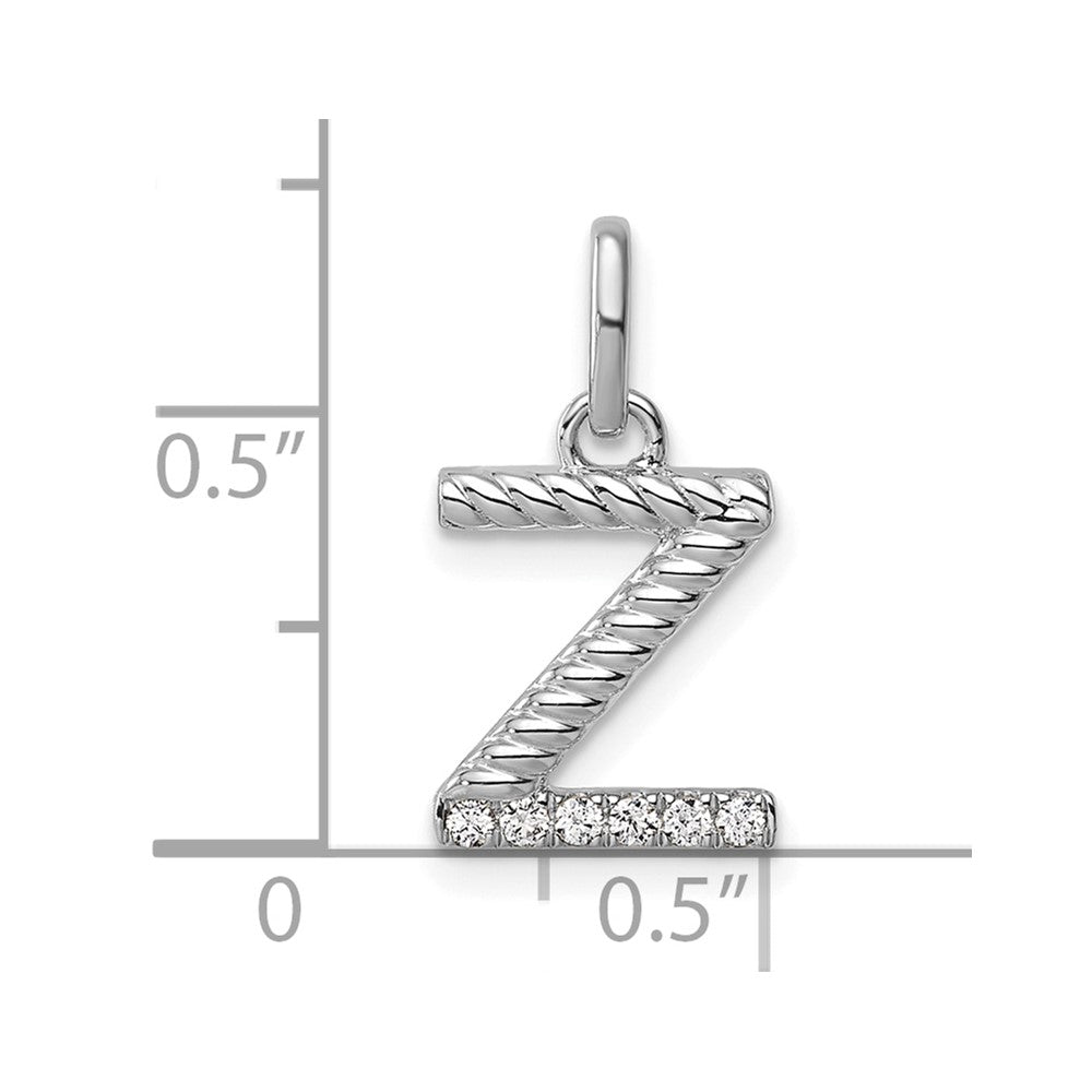 14K Weißgold Gedreht.05 Ct. Diamant Initiale Z Charm